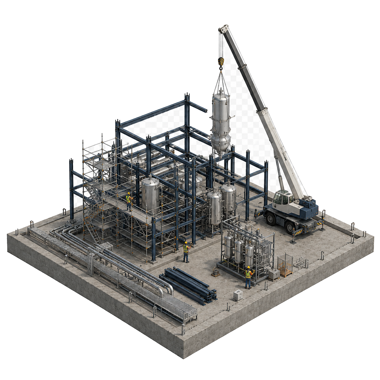 Montagem integrada: visualização 3D de uma montagem industrial